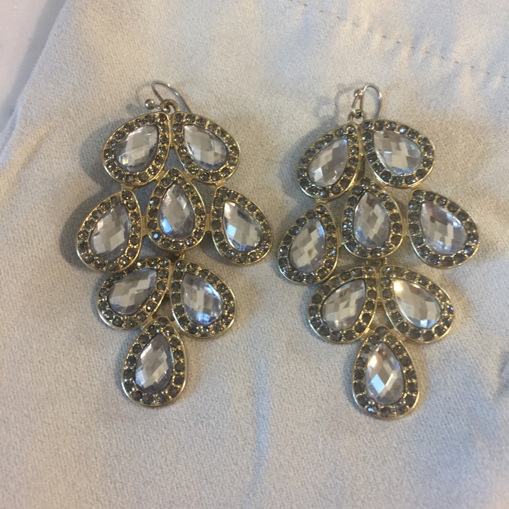 Gold Clear Crystal Chandelier Earrings